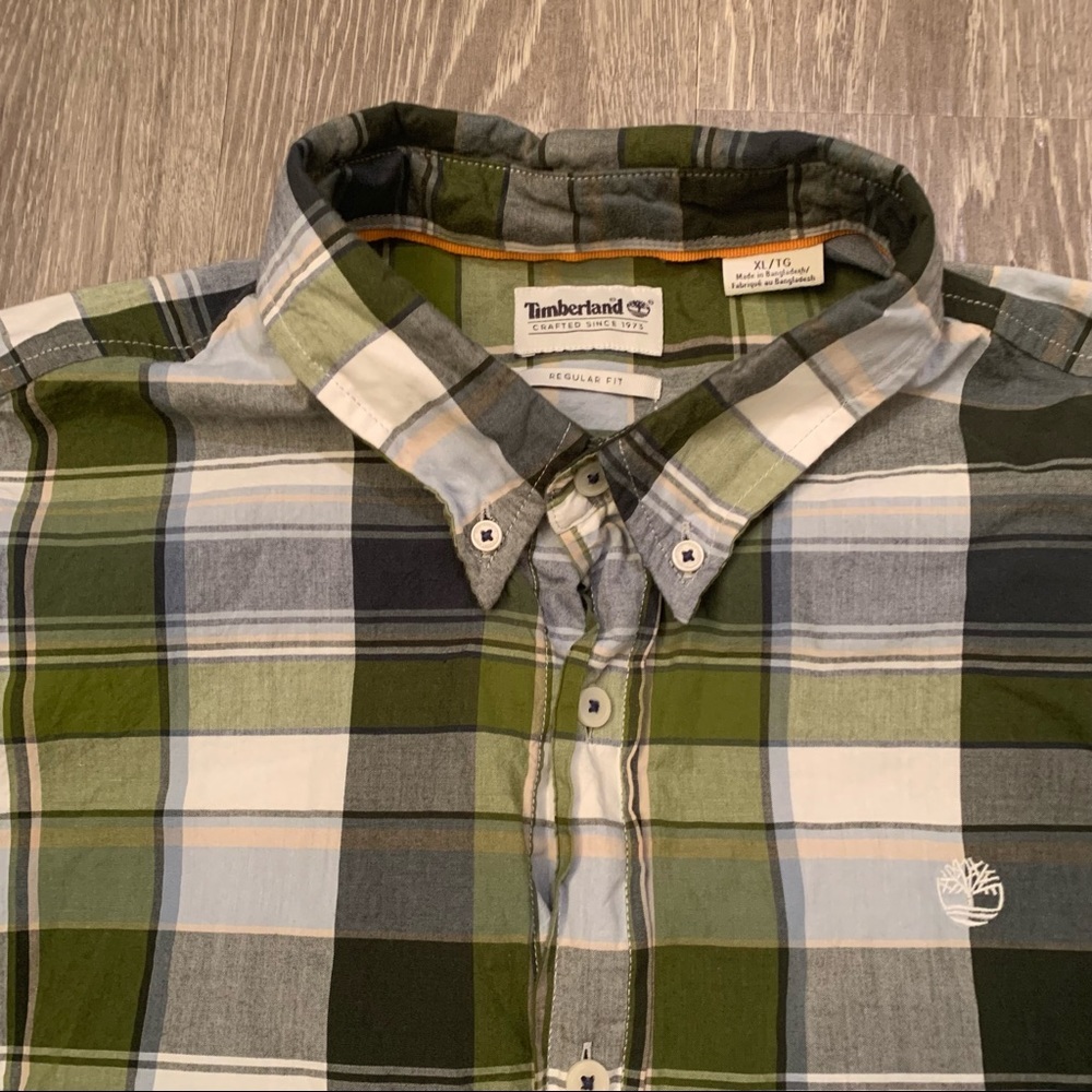 Timberland Button Down Plaid Regular‎ Fit Short Sleeve Shirt Men’s Size XL​ - Picture 3 of 5